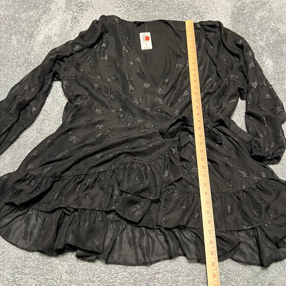 Torrid Lurex Star Surplice Ruffle Hem Top 4X Balloon Sleeve Layered Wrap - Picture 6 of 6